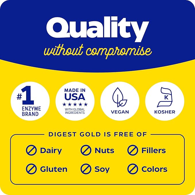 Enzymedica Digest Gold + ATPro, Maximum Strength Enzyme Formula, Prevents Bloating and Gas, 14 Key Enzymes Including Amylase, Protease, Lipase and Lactase, 120 Capsules