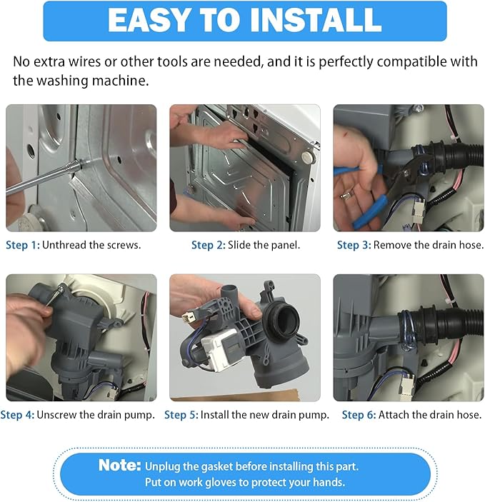 WPW10605427 W10425238 Washer Drain Pump Compatible with Whirlpool Duet Drain Pump Maytag Amana Crosley Washing Machine Replacement Parts W10605427 W10799064 W10799065 W10903216 W10918044 AP6023357