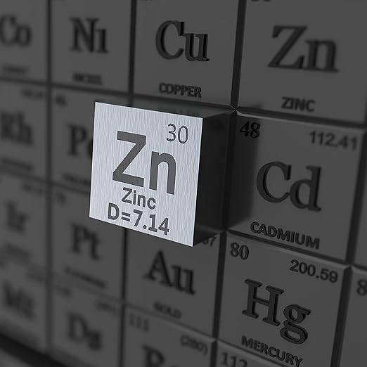 Zinc Cube - Metal Element Cubes - Laser Engraved Density Cube Set for a Periodic Table of Elements Collection - (Zinc, 10mm)