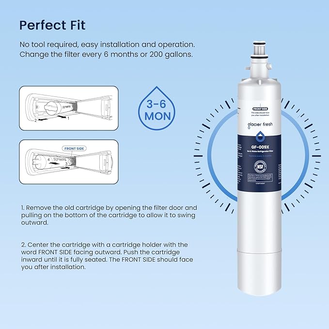 GLACIER FRESH Replacement for RPWFE, RPWF (Built-in CHIP) Refrigerator Water Filter, Compatible with GFE28GYNFS, GFE28GELDS, PFE28KELDS, PFE28KYNFS, GFD28GELDS, PWE23KELDS, PWE23KMKES, 4 Pack