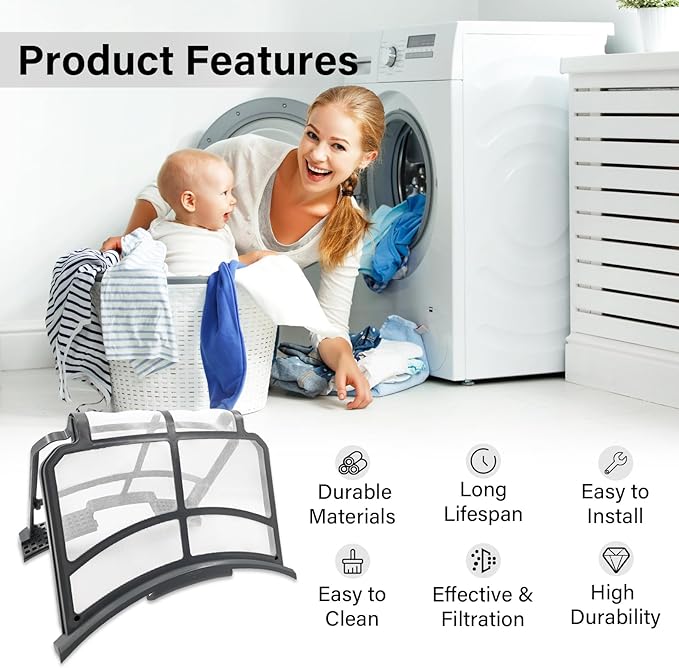 WE16X32537 Dryer Lint Filter Trap Screen Replacement for GE Clothes Dryer, Dryer Lint Strainer Replaces AP7205579 WE16X29597