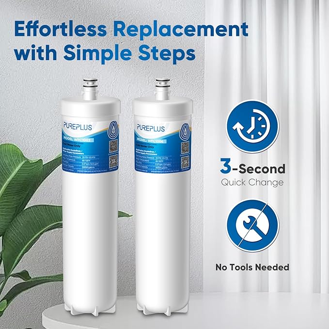 PUREPLUS DW80/90 Under Sink Water Filter, Replacement for Aqua-Pure AP-DW80/90, AP-DWS1000, Kohler K-201-NA, Kohler K-202-NA (Pack of 2), WF60-80/90,WD-W60-80/90. MODELNo: PP-WFC1003/1004