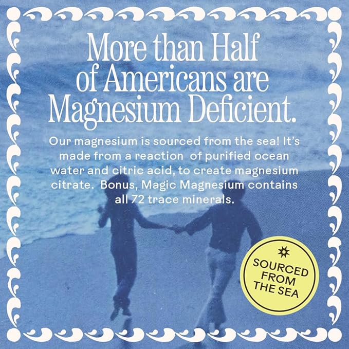 Wooden Spoon Herbs Magic Magnesium Citrate Powder Supplement | Anxiety & Stress Relief, Muscle, Bone, & Digestive Health, & Restful Sleep | Lemonade Flavor & Fun Spirulina Blue Color | Sachets (10-pk)