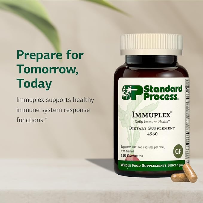 Standard Process Inc. Immuplex - Daily Immune Support Supplement with Folate, Iron, Vitamin C & Vitamin A - Mineral Supplement with Antioxidant Ingredients - 150 Capsules