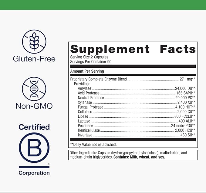 Metagenics SpectraZyme Complete Enzyme Complex - Digestive Enzymes Supplement - Digestive Health for Men & Women* - Non-GMO - 180 Capsules