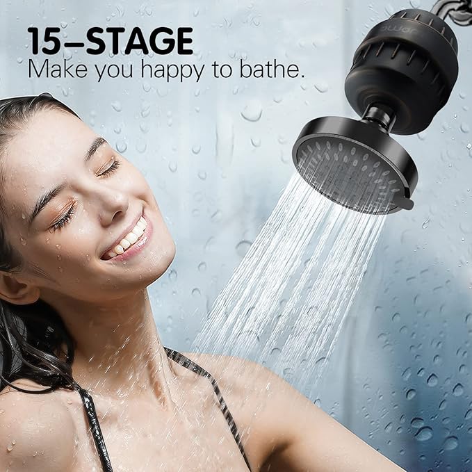 Shower Filter,Hard Water filter Shower Head Filter 15 Stage Cartridge Remove Chlorine Heavy Metals and Other Sediments,Vitamin C Water Softener Reduces Dry Itchy Skin,Dandruff BWDM(Oil-Rubbed Bronze)