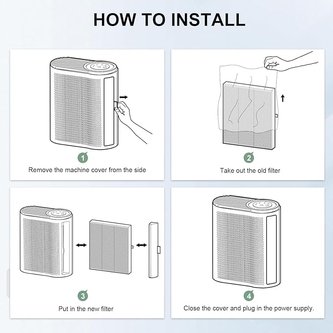 2 Pack MK04 Air Filter Replacement Compatible with AROEVE MK04 MG04JH Air Puri-Fier, 4-in-1 High-Efficiency Smoke Rem-Oval Material H13 HEPA Filter Suitable- Enhanced Smoke Rem-Oval Version