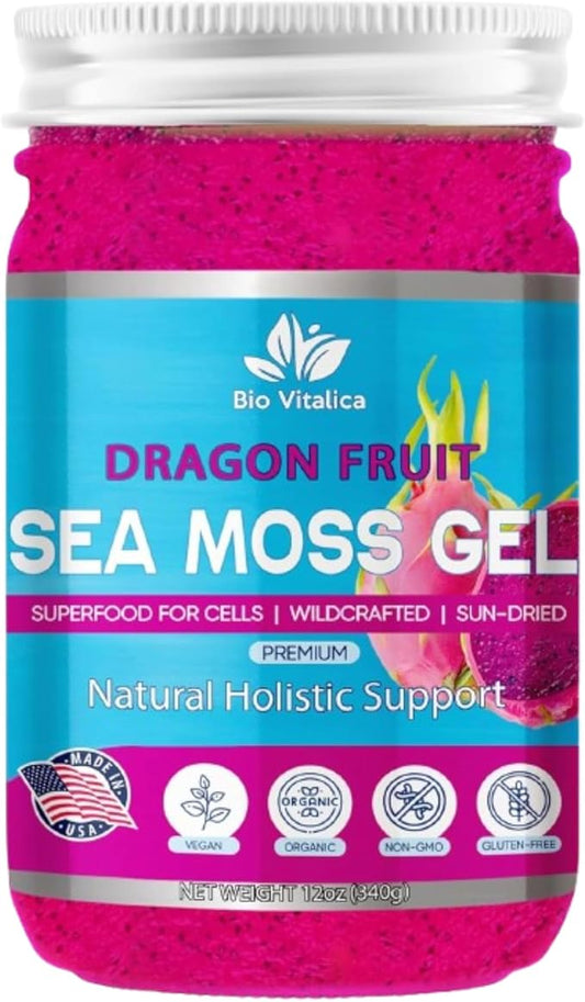 Sea Moss Gel by BioVitalica - Irish sea Moss raw Organic - Premium Quality - Dr Sebi, Vegan superfood for Cells - 100% Natural Seamoss Gel (Pack of 1, Dragon)
