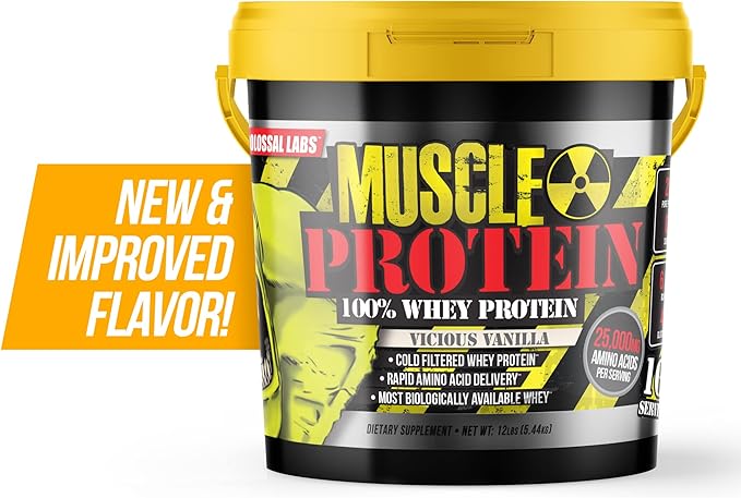 Whey Protein Blend [12 Pounds/Pack of 1]–Vicious Vanilla, Cold Filtered, 25g Pure Protein, 6.6g BCAAs/Serving(Packaging May Vary)