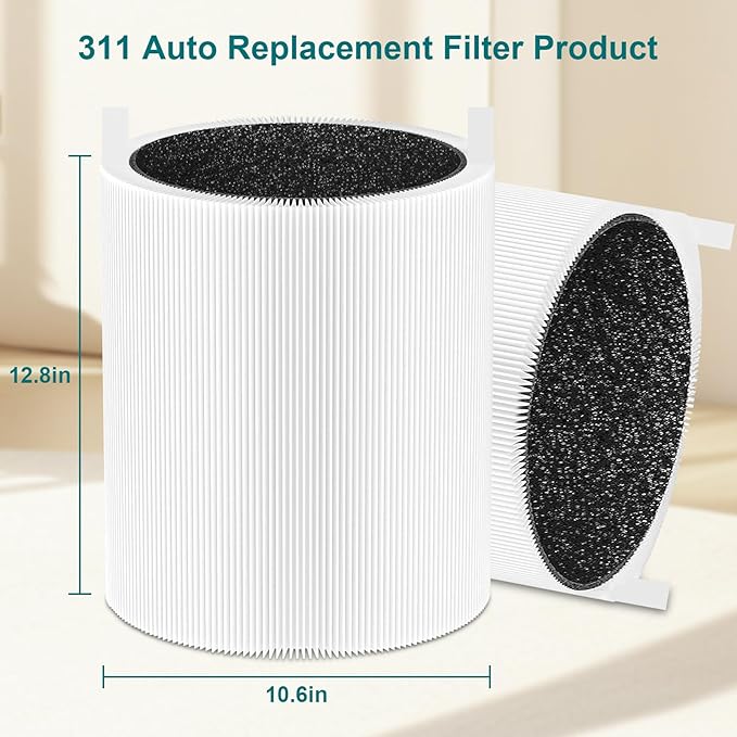 CERO 2 Pack 311 Auto Replacement Filter Compatible with Blueair Blue Pure 311 Auto Air Purifier, 2 in 1 Filter Replacement, Particle and Activated Carbon