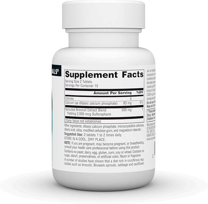 Source Naturals Broccoli Sprouts Extract, Sprouted Broccoli Extract Blend, 250 mg - 30 Tablets