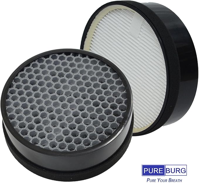 PUREBURG Replacement Filter Compatible with GENIANI G-2000-FL & TCL CISNO iHome KJ65F-A1 KJ65F-A2 Air Purifiers,2-Pack H13 HEPA Activated Carbon Pre-Filters Air Clean