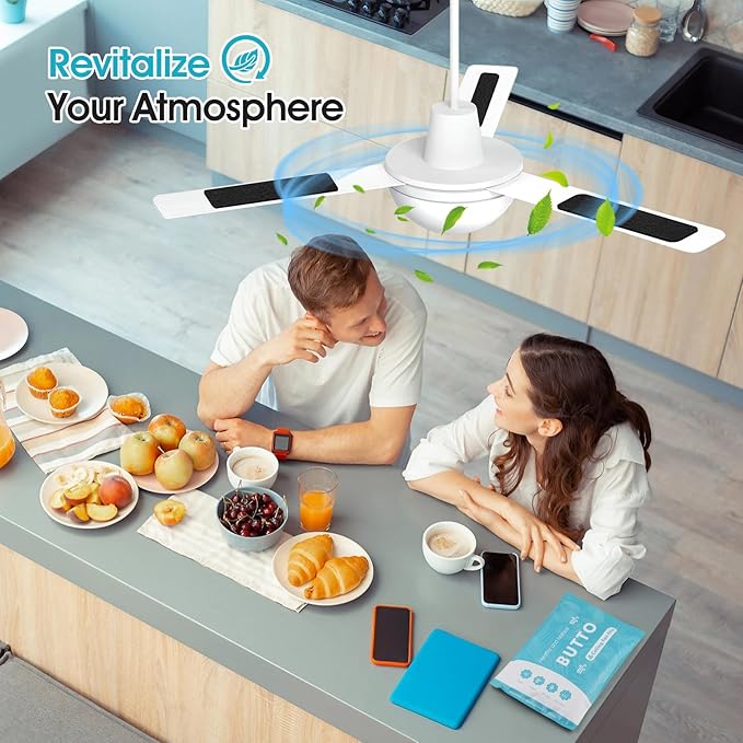 Butto 10-Pack Ceiling Fan Filters for Blades - Strong Adhesive Ceiling Fan Filters for Common Household Contaminants - Unscented Coconut Carbon Fan Air Purifier Pads to Make Air Fresh and Natural