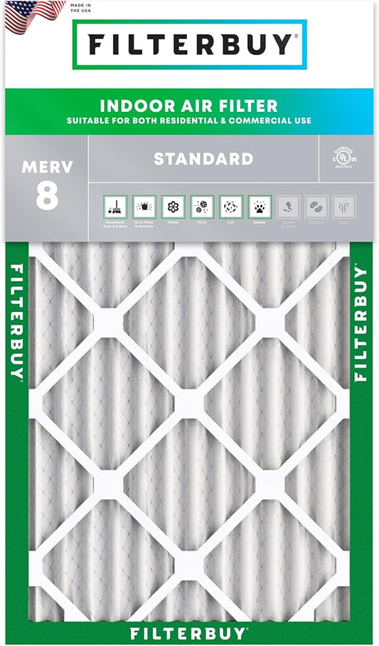 Filterbuy 20x30x2 Air Filter MERV 8 (MPR 700) Dust Defense Replacement (1-Pack), Electrostatic Pleated HVAC AC Furnace Filters, Made in USA (Actual Size: 19.75 x 29.75 x 1.75)