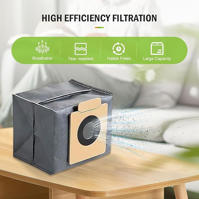 Pure Realm12 Pack Replacement Dust bags Compatible With Eufy Clean X8 Pro X10 Pro Omni Robot Vacuum Self-Empty Station，Large Capacity Disposable Replacement dust Bag Accessory