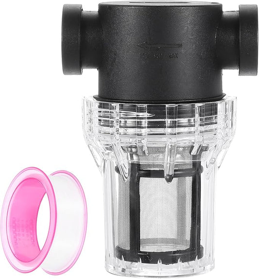 uxcell Pressure Washer Filter 1/2" NPT Female Thread, Inline Mesh Strainer Attachment, Stainless Steel Screen with Sealant Tape for Outdoor Gardening Inlet Water (Size:80 Mesh)