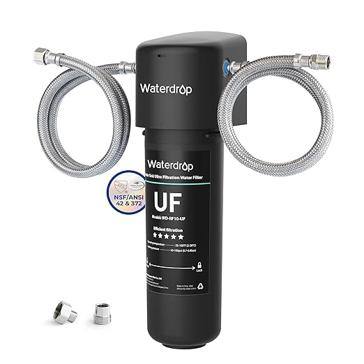 Waterdrop 10UA-UF 𝟎.𝟎𝟏 μ𝐦 𝐔𝐥𝐭𝐫𝐚 𝐅𝐢𝐥𝐭𝐫𝐚𝐭𝐢𝐨𝐧 Under Sink Water Filter for Baçtёria Reduction, 11000 Gallons, Reduces Lead, Chlorine, Bad Taste & Odor, Direct Connect to Kitchen Faucet