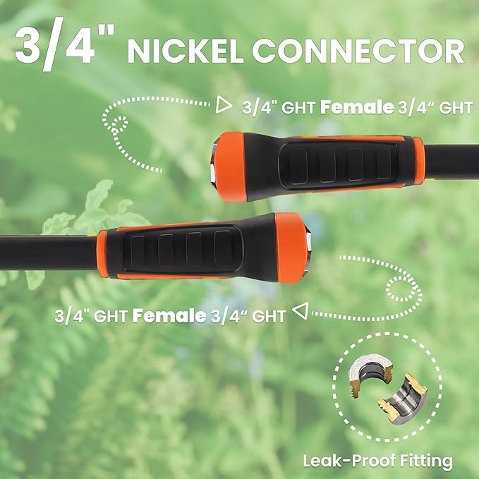 Giraffe Tools Garden Leader Hose 15ft x 5/8", Short Water Hose Heavy Duty, Flexible, Lightweight Hybrid Hose with Swivel Handle, Double Female Fittings, Burst 600 PSI