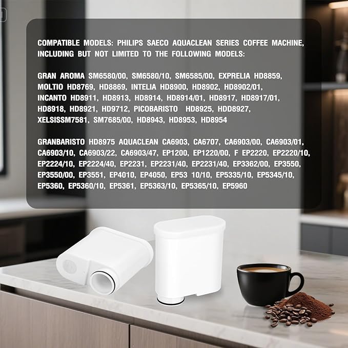 4 Pack CA6903 Coffee Filter Compatible with Philips AquaClean, Water Filter for Fully Automatic Coffee Machines Dedicated Anti-Lime Scale Water