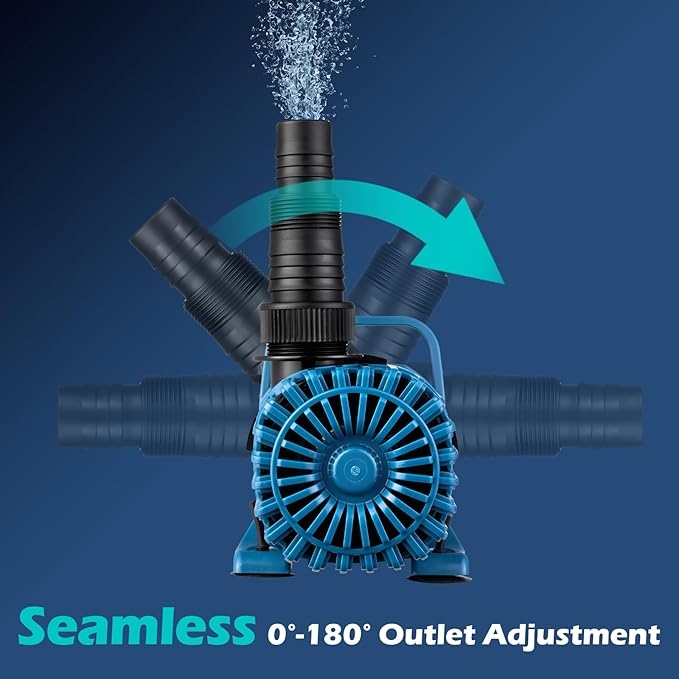 220W 4500GPH Pond Pumps for Outdoor Ponds, 180° Adjustable Water Direction, Pond Water Pump with 20FT Power Cord & Barrier Bag, Ultra-Quiet Fountain Pump, Waterfall Pump, UL Listed