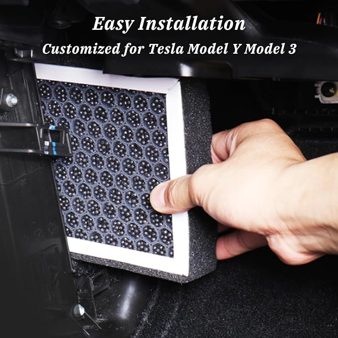 HEPA Air Filter for Tesla Model Y Model 3 Juniper Highland, Cabin Air Filter with Activated Carbon, HEPA Filter Replacement Accessories for Model 3 Model Y 2016-2025 2026 (4 Pack)
