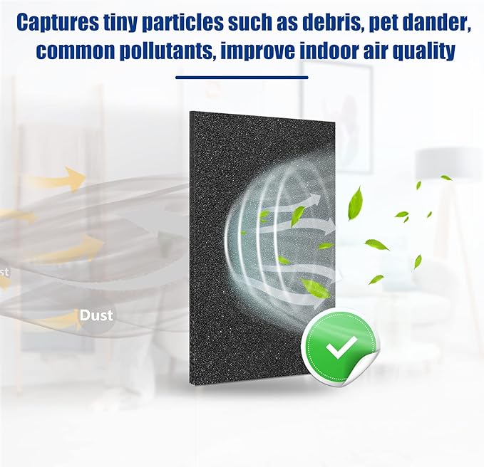 Cut to Fit Foam Pad Pre Filter, Air Purifiers Filter Replacement, Compatible with Most Air Conditioner, Trash Cans, Dehumidifier, 39 x 16 inch, 1 Pack