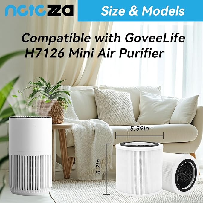 H7126 Filter Compatible with Govee H7126 Mini Air Purifier,Fit for Govee H7126 Replacement Filter,Replace Part #H7126,4pack
