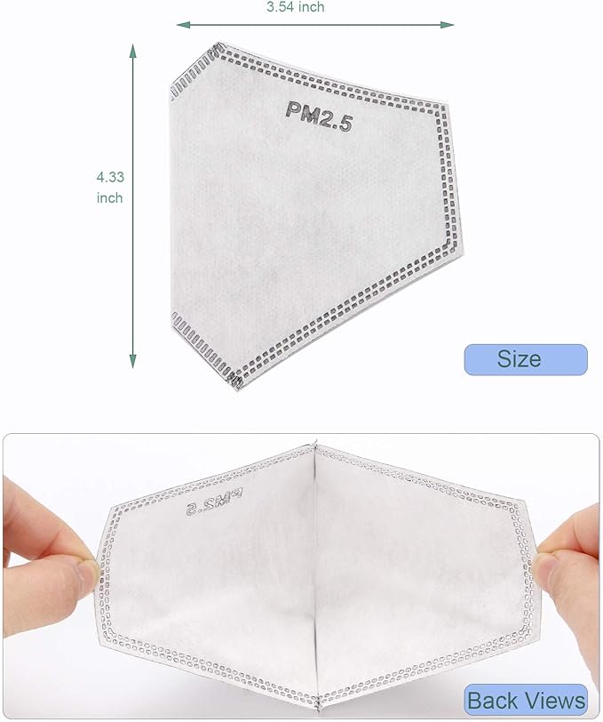 24 PCS New 3D Cutting PM 2.5 Activated Carbon Filter, 5 Layers 3D Pm2.5 Filter Insert Dustproof Air Pollution Replaceable Protective Filter Large Size