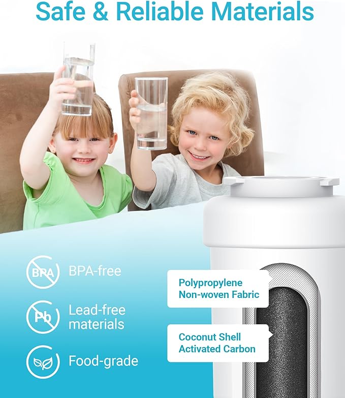 AQUA CREST AQF-FF13 Replacement for GE® SmartWater® MWF®, MWFINT, MWFP, MWFA, GWF, HDX FMG-1, GSE25GSHECSS, WFC1201, Kenmore® 9991 Refrigerator Water filter, 3 Filters