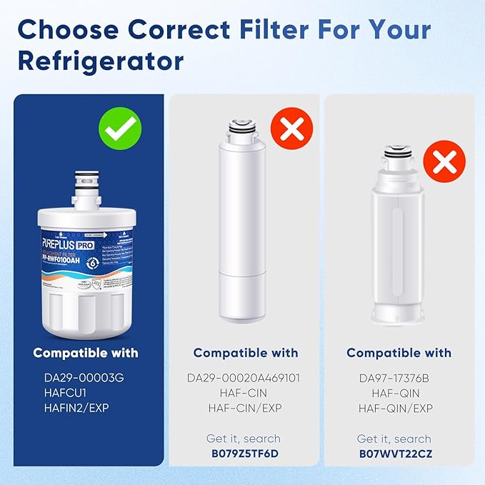 PUREPLUS PRO NSF/ANSI 53&42 Certified Refrigerator Water Filter Replacement for LG LT500P, ADQ72910901, GEN11042FR-08, Kenmore 9890, 469890, HDX FML-1, ADQ72910907 Refrigerator Water Filter, 3Pack