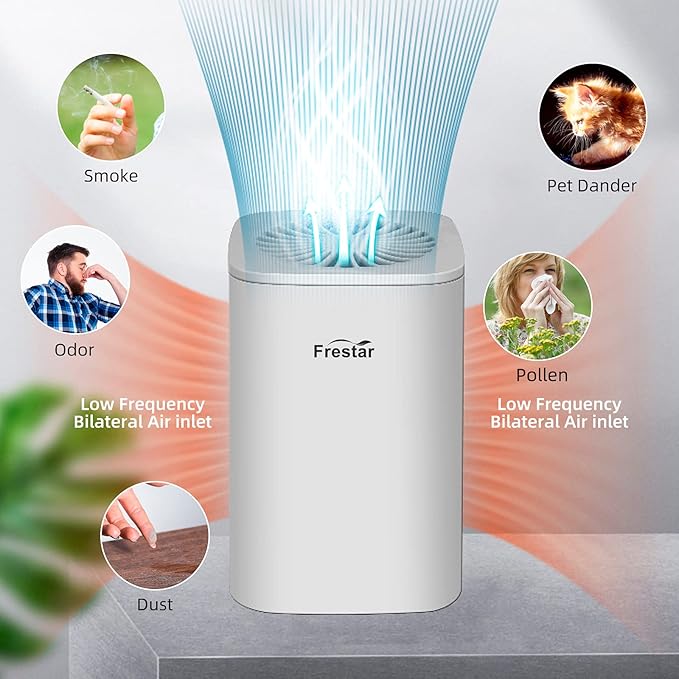 Desktop Air Purifier with HEPA Filter for Office Bedroom Bathroom, Small USB Air Purifiers for Pollutants, Dust, Odor, Super Quiet Powered by USB No Adapter (White)