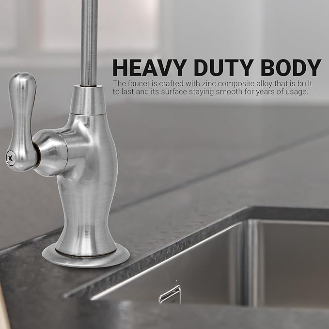 Non-airgap RO Faucet Reverse Osmosis Drinking Water Filtration System Water Dispenser Spout (Brushed Nickel). Vase Style with Faucet Wrench. NSF Certified.