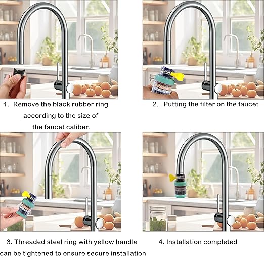 3 Pack Faucet Mount Filters, Faucet Water Filter with Activated Carbon Removes Chlorine Fluoride Heavy Metals Hard Water, Purifier Kitchen Tap Filtration for Home Kitchen Bathroom (Random Color)
