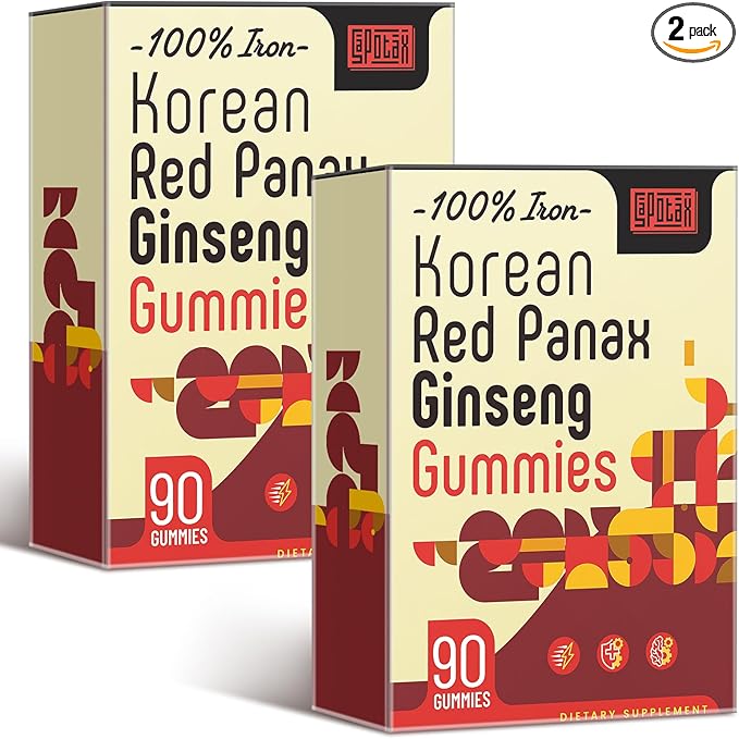 Korean Red Panax Ginseng Supplement Gummies - 180 Count