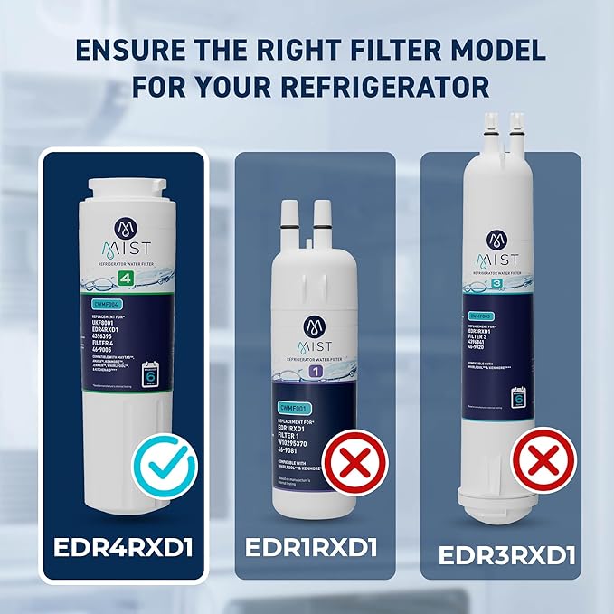 Mist EDR4RXD1 Refrigerator Water Filter Replacement for EveryDrop® Filter 4 – Maytag® UKF8001AXX-200, UKF8001AXX-750, Whirlpool® UKF8001, WHR4RXD1, 4396395 – NSF 42 & 372 Certified
