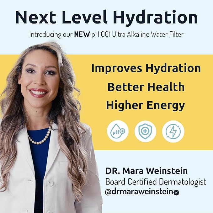 PH001 Ultra - NSF Certified Alkaline Water Filter – Replacement Filters for Invigorated Water Pitcher Systems – BPA-Free, Removes Chlorine, Heavy Metals – 96 Gallons/Filter (White, 3-Pack)