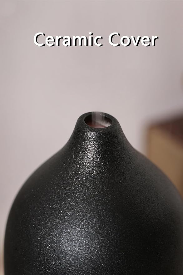 VIVITEST Diffusers for Home, 200ML Stone Essential Oil Diffuser, Ceramic Oil Diffuser,Ultrasonic Aromatherapy for Office (Black)