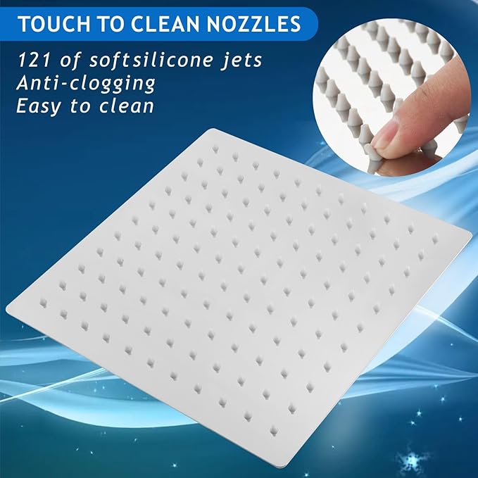 Voolan Rain Shower Head with Filtered - High Flow Large Rainfall Shower Heads Made of Stainless Steel - Waterfall Showerhead Filter For Hard Water (10" Chrome)