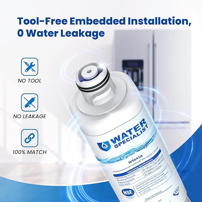 Waterspecialist DA97-17376B Replacement for Samsung HAF-QIN/EXP, HAF-QIN, DA97-08006C, RF28R7351SG, RF23M8070SR, RF23M8070SG, RF23M8090SG, RF28R7201SR, Refrigerator Water Filter (Pack of 4)