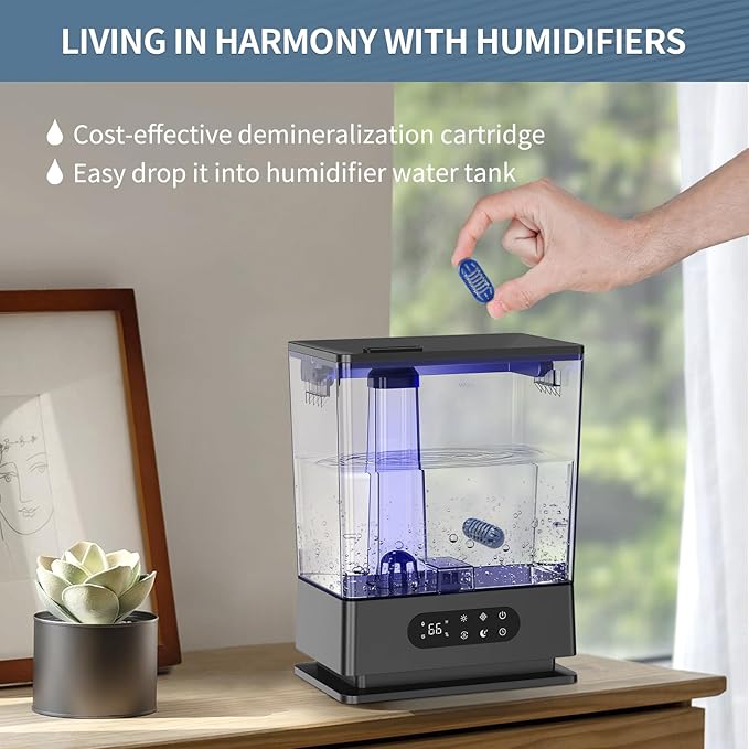[Enhance] 20-Pack Demineralization Cartridge for Humidifier Compatible with HoMedics Total-Comfort Ultrasonic Humidifier Demineralizer Tablets Filter Replacement for Water Decalcification, Remove Odor