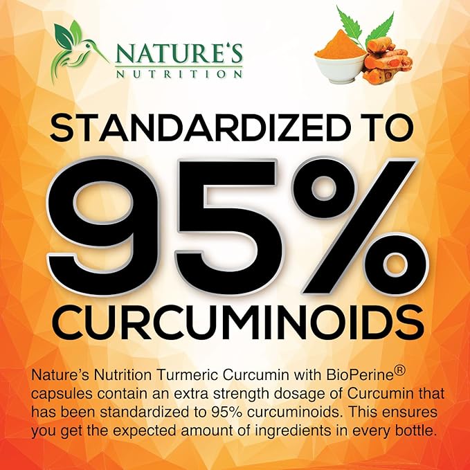 Turmeric Curcumin Supplement 1950mg - 95% Curcuminoids with Organic Turmeric & Ginger, BioPerine Black Pepper for Best Absorption, Nature's Vegan Joint Support, Non-GMO, Bottled in USA - 180 Capsules