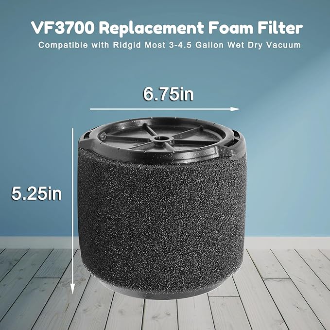 2 Pack VF3700 Filter Compatible with Ridgid 3-4.5 Gallon shop vac wet, Wet Application Foam Filter Fit WS0301VA WS0400DE WS14045