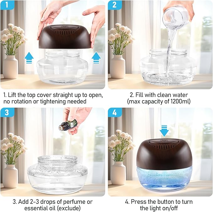 Purifier Air Washer, Air Fresher Aroma Diffuser for Home, Office, Air Purifier with Night Light (Brown)