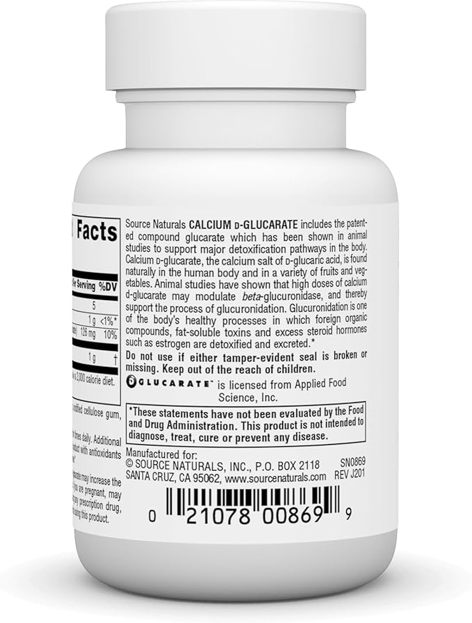 Source Naturals Calcium D-Glucarate 500mg Cellular Detoxifier - 30 Tablets