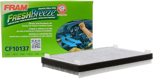 FRAM Fresh Breeze Cabin Air Filter Replacement for Car Passenger Compartment w/ Arm and Hammer Baking Soda, Easy Install, CF10137 for Select Ford Vehicles