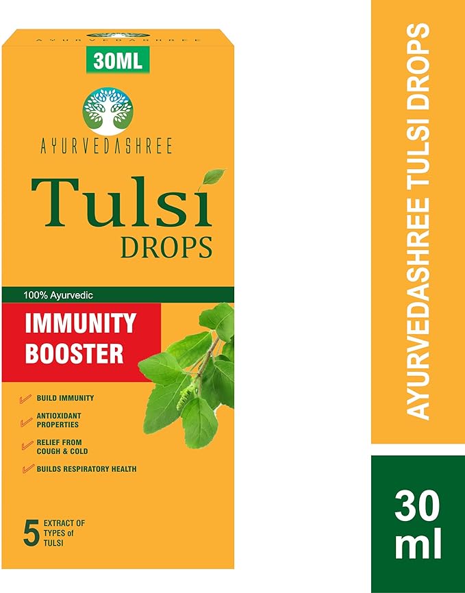 Tulsi Drops Natural Immunity Booster 30 ML Pack - Certified 5 Different Rare Tulsi, Holy Basil Drops 30 ML