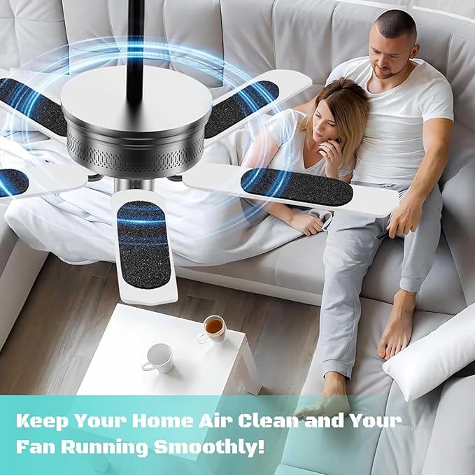 15 Pack Ceiling Fan Filters for Blades, Air Filters with Activated Charcoal, Easy-Stick Universal Fit, Ceiling Fan Air Purifiers for Common Household Contaminants，Unscented