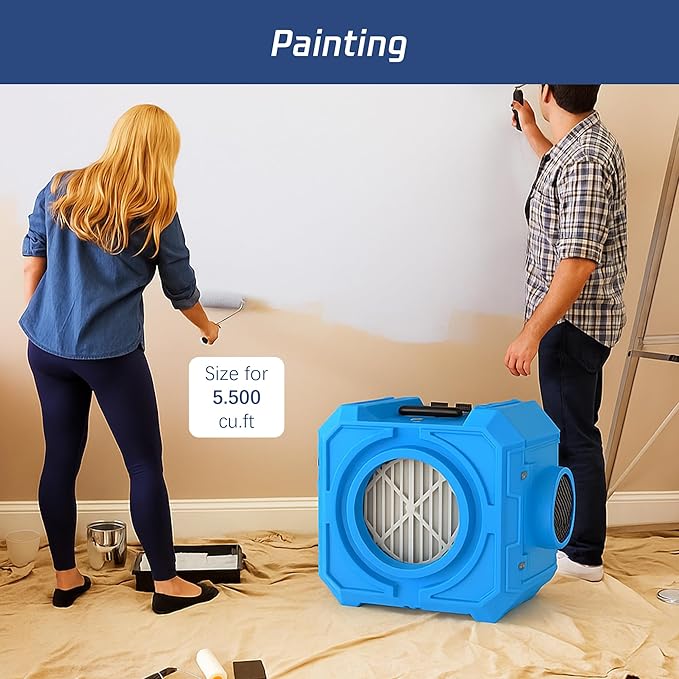 Hepa Air Scrubber Commercial Air Purifier with 3-Stage Filtration Negative Air Machine Industrial Air Purifier for Heavy Duty, 550CFM