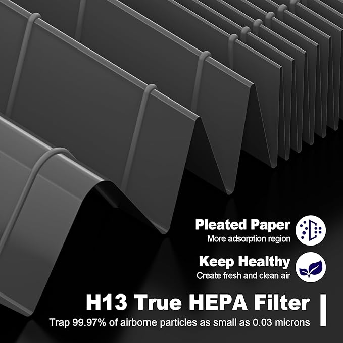 115115 HEPA Smoke Remover Replacement Filter A for Winix PlasmaWave Air Purifier C535 5300 5300-2 6300 6300-2 P300 AM90 C909 9800, 2 x True HEPA Size 21 Filter + 8 x Carbon Pre-Filters, Black
