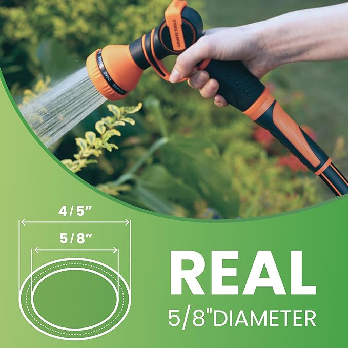 Giraffe Tools Garden Leader Hose 10ft x 5/8", Short Water Hose Heavy Duty, Flexible, Lightweight Hybrid Hose with Swivel Handle, Male to Female Fittings, Burst 600 PSI